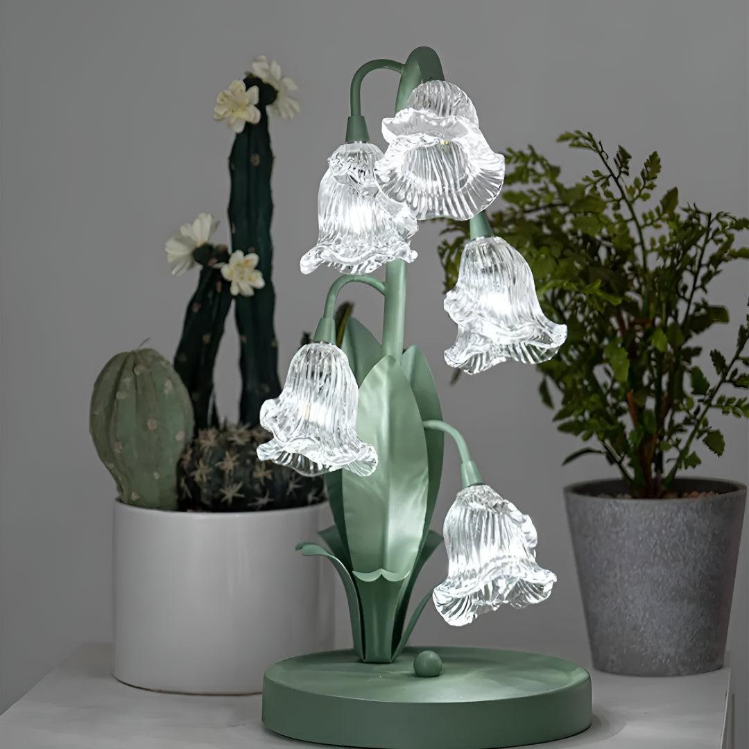 Lampada da Tavolo Moderna con Paralumi in Vetro a Fiore