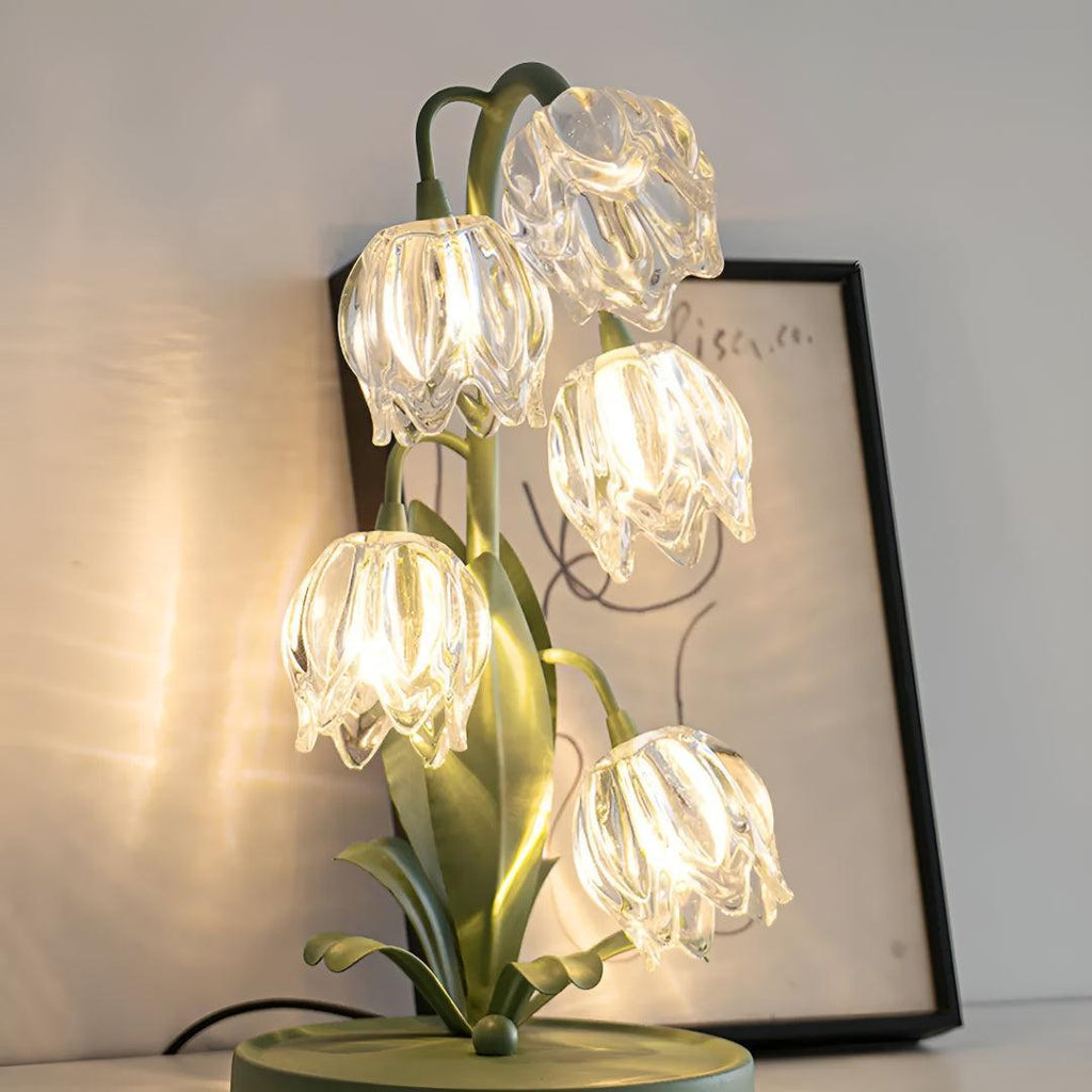 Lampada da Tavolo Moderna con Paralumi in Vetro a Fiore