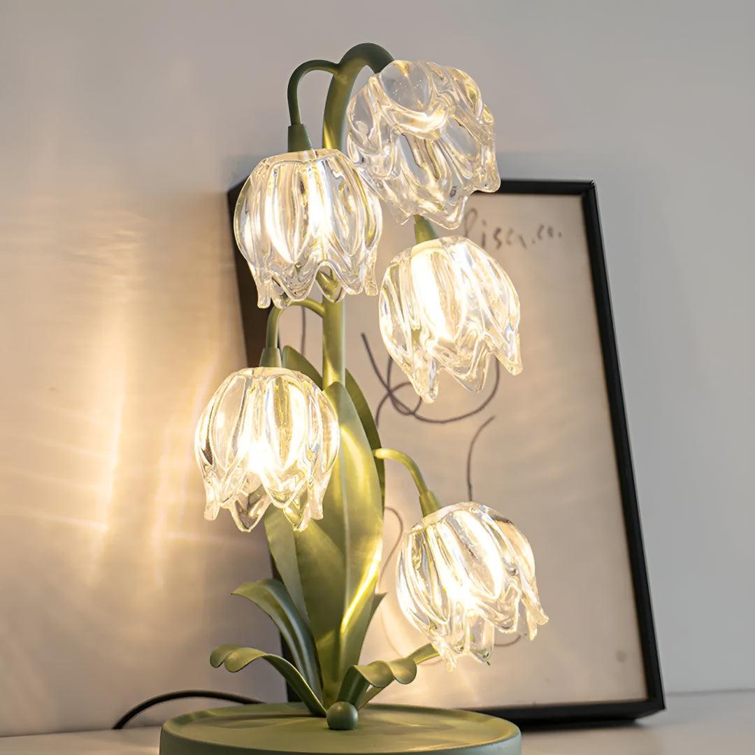 Lampada da Tavolo Moderna con Paralumi in Vetro a Fiore