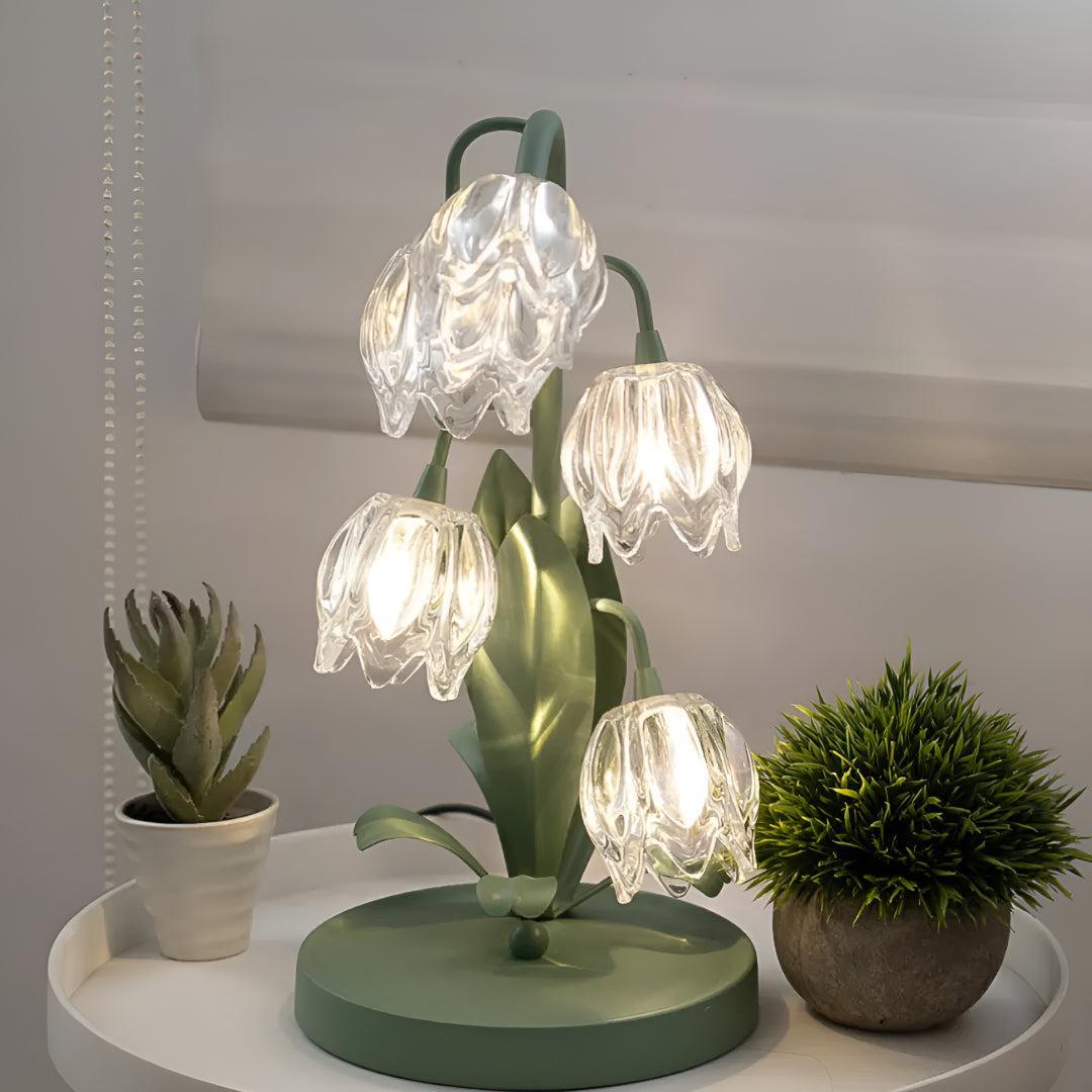 Lampada da Tavolo Moderna con Paralumi in Vetro a Fiore