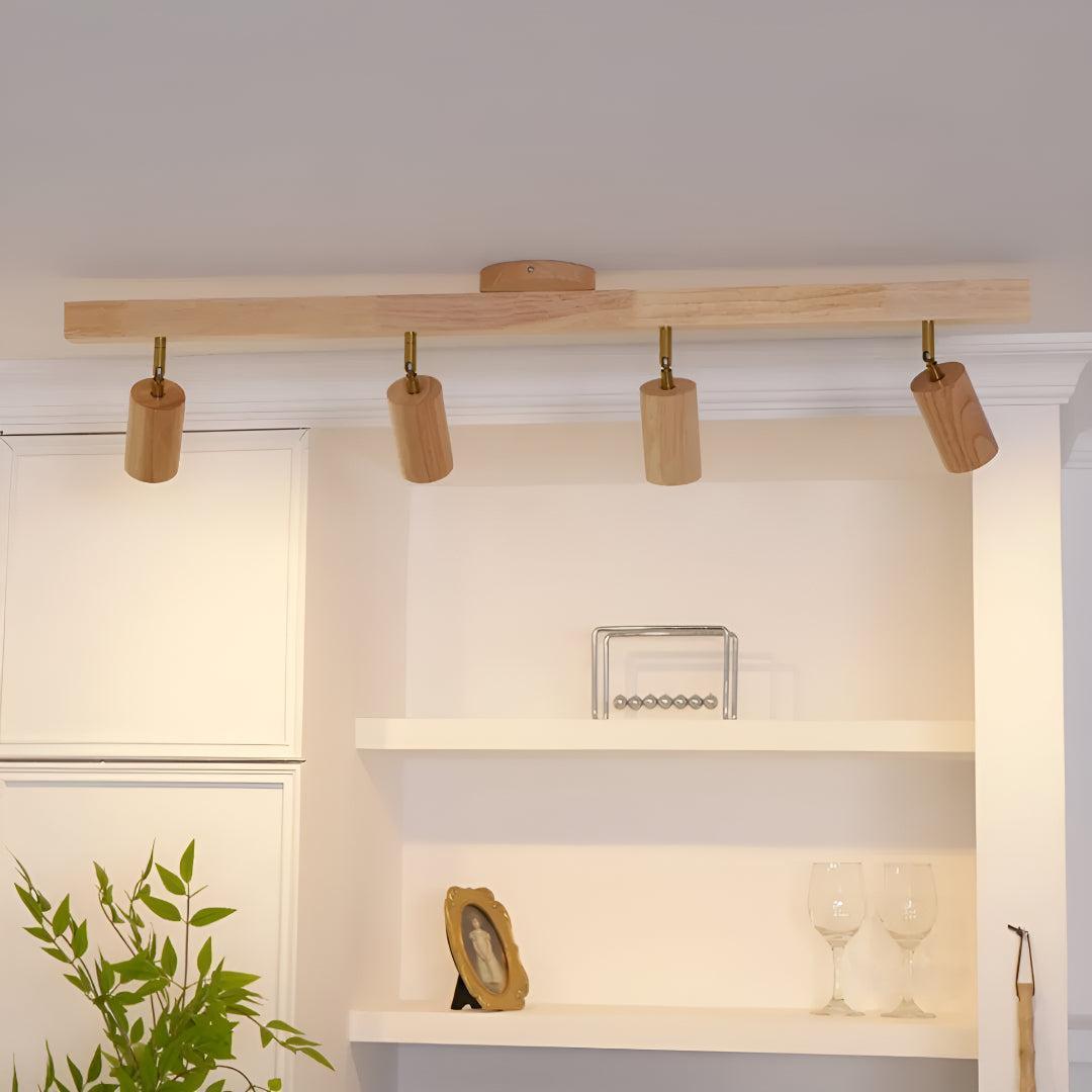 Faretto da Incasso in Legno Moderno con Teste Regolabili