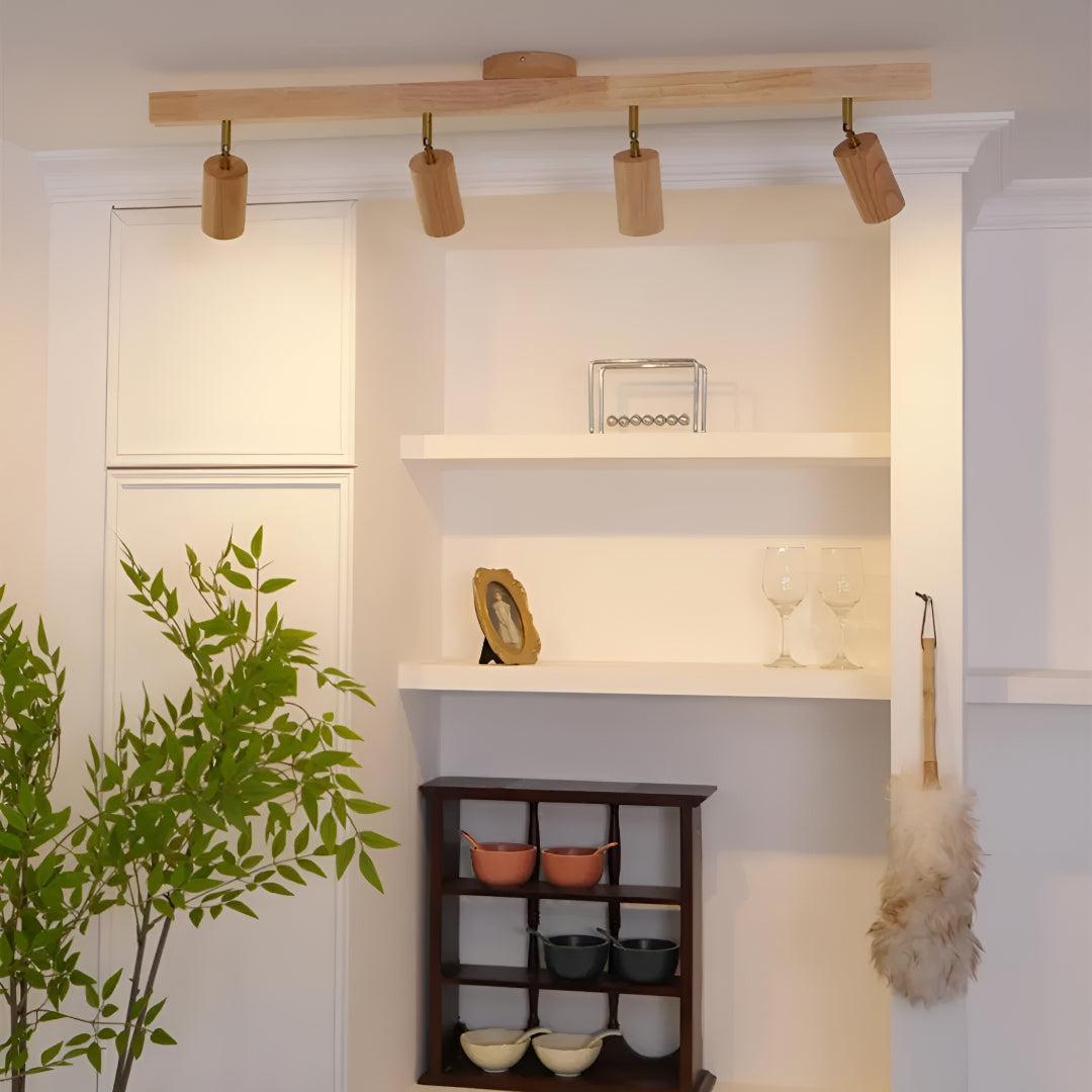 Faretto da Incasso in Legno Moderno con Teste Regolabili