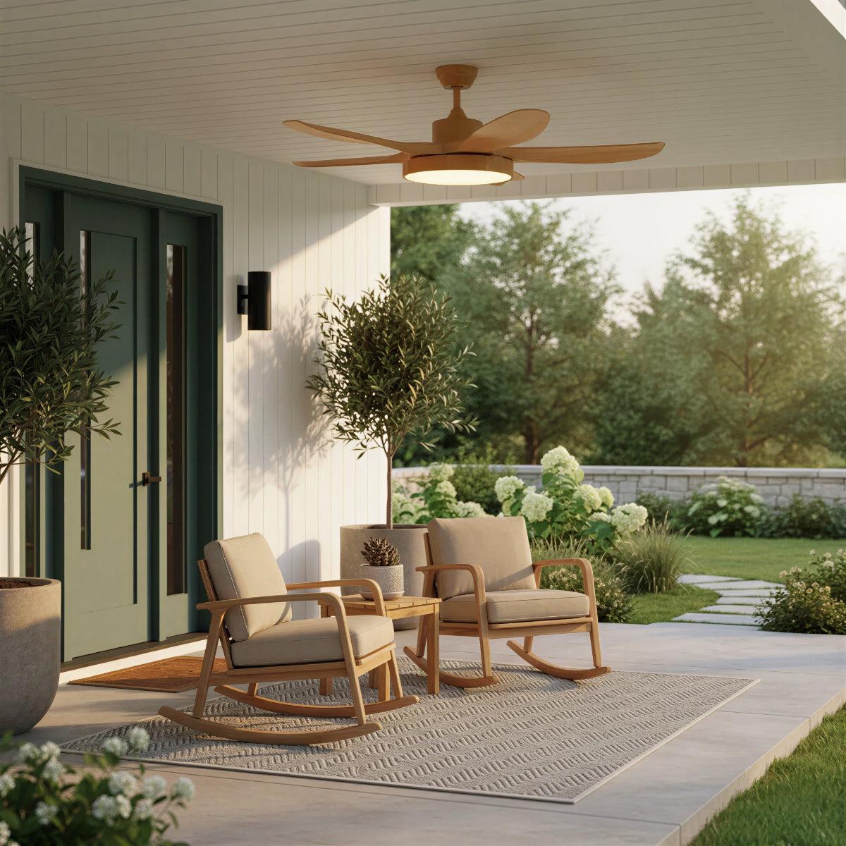 Ventilatore da Soffitto Moderno in Legno con Luce e Telecomando