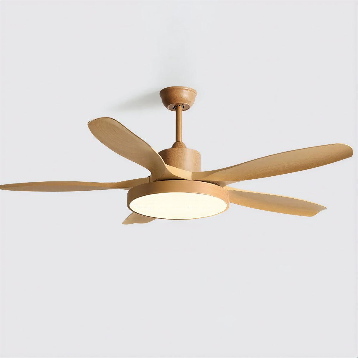 Ventilatore da Soffitto Moderno in Legno con Luce e Telecomando