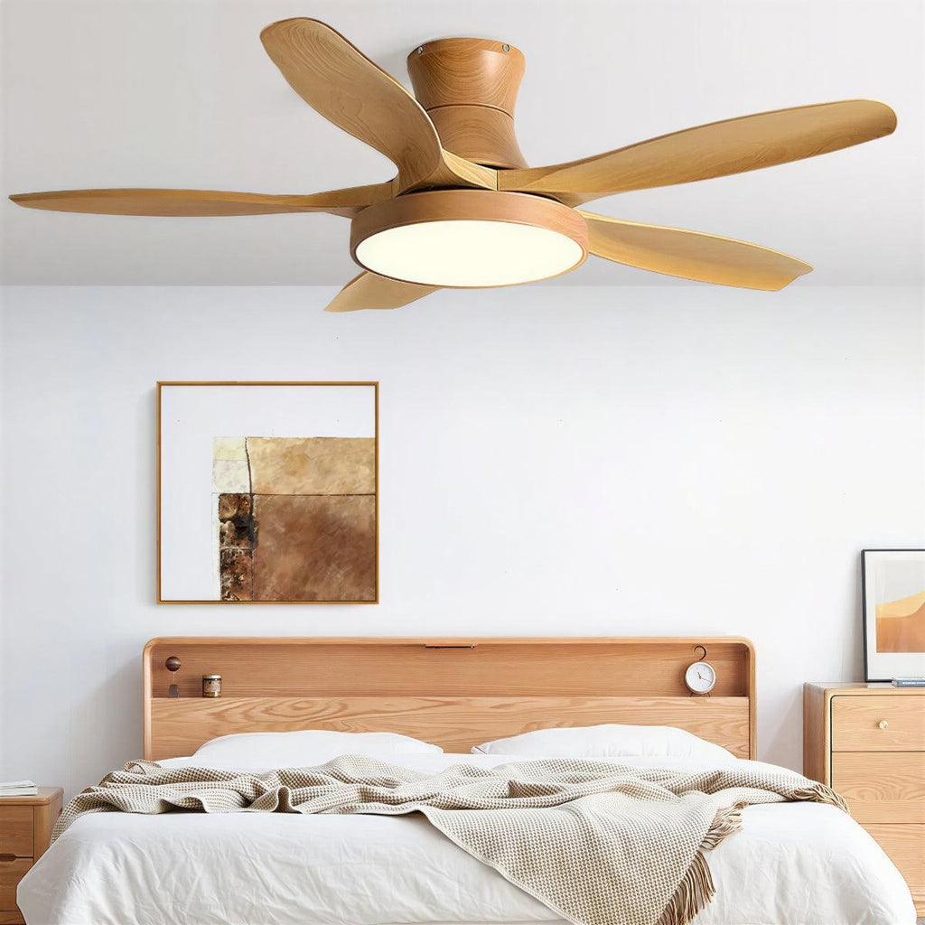 Ventilatore da Soffitto Moderno in Legno con Luce e Telecomando