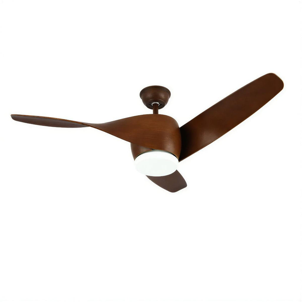 Ventilatore da soffitto moderno in legno curvato con luce