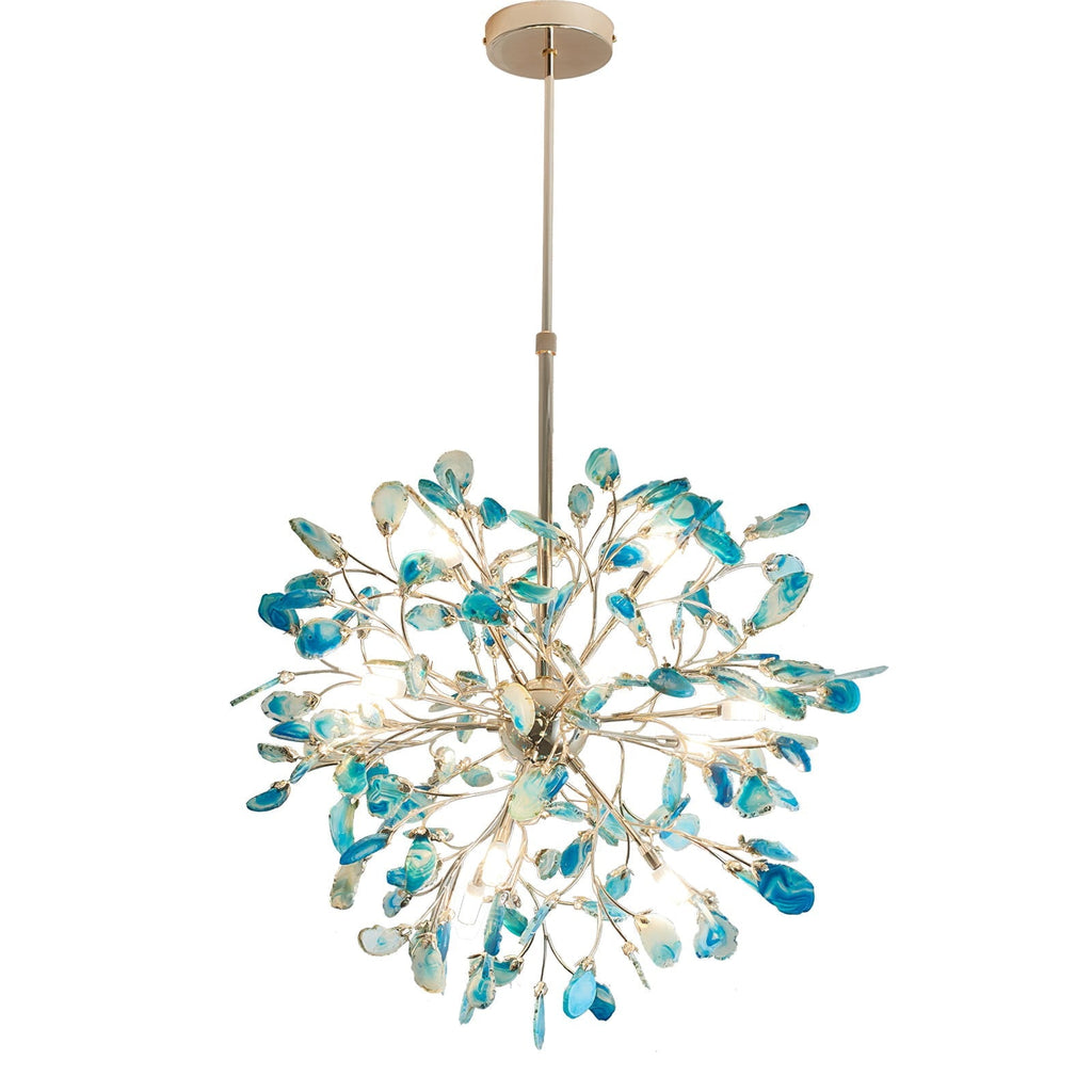 Norivana | Lampadario in Agata Naturale con Struttura Dorata per Ambienti Eleganti