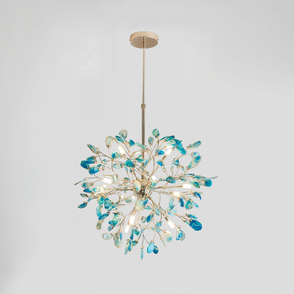 Norivana | Lampadario in Agata Naturale con Struttura Dorata per Ambienti Eleganti