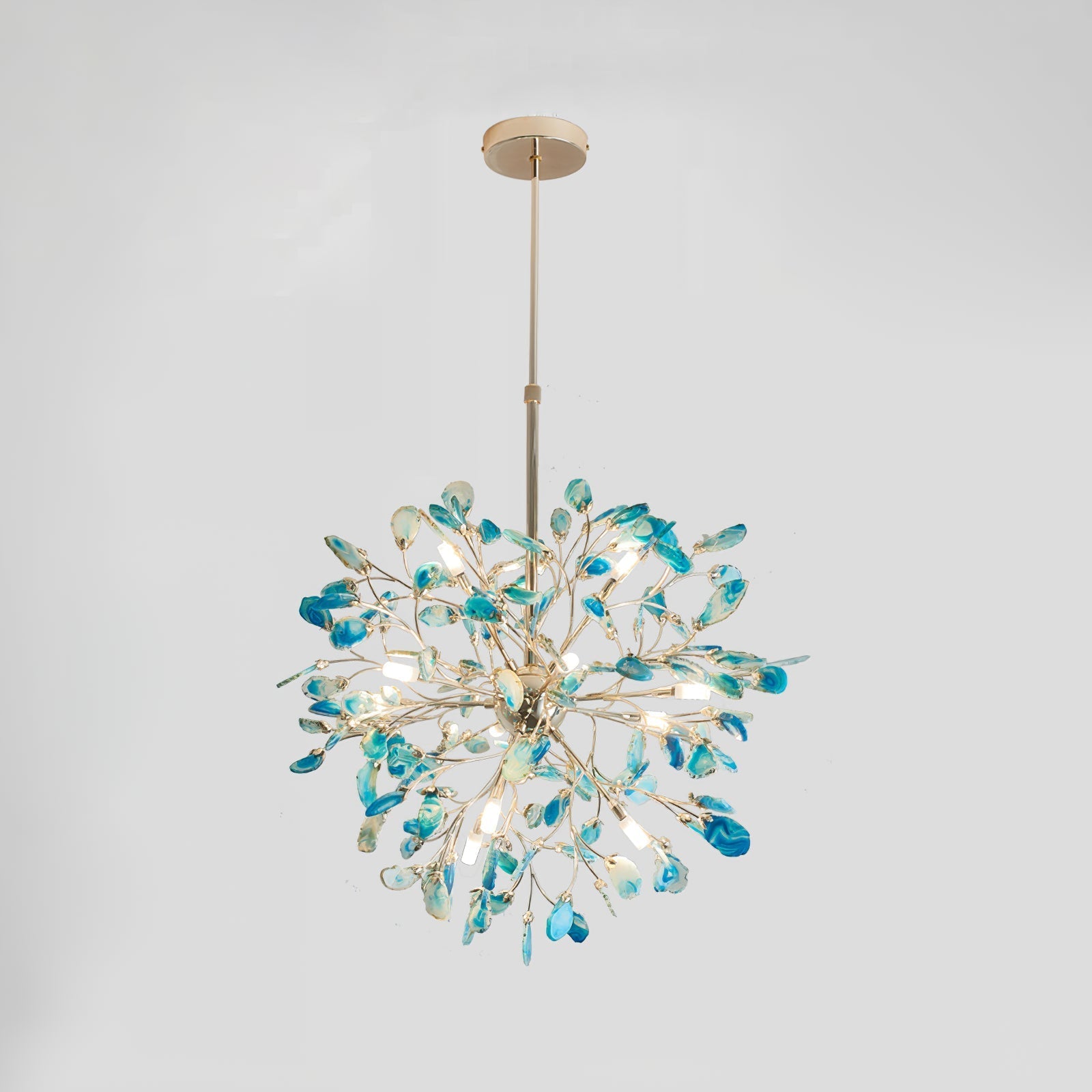 Norivana | Lampadario in Agata Naturale con Struttura Dorata per Ambienti Eleganti