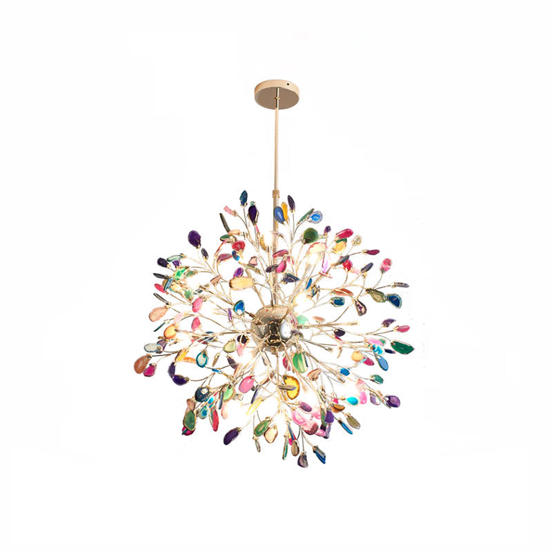 Norivana | Lampadario in Agata Naturale con Struttura Dorata per Ambienti Eleganti