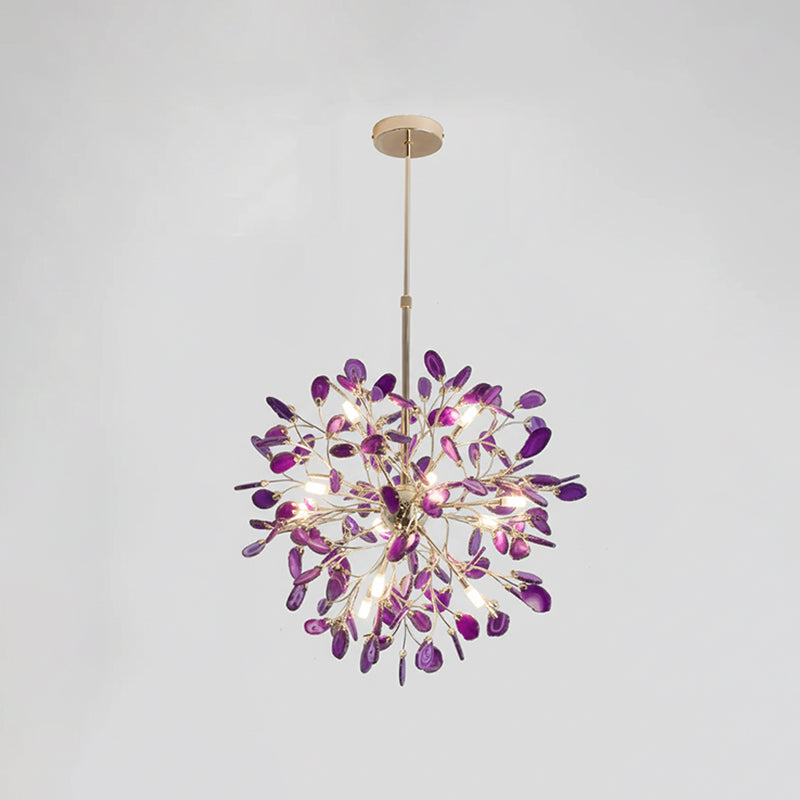 Norivana | Lampadario in Agata Naturale con Struttura Dorata per Ambienti Eleganti