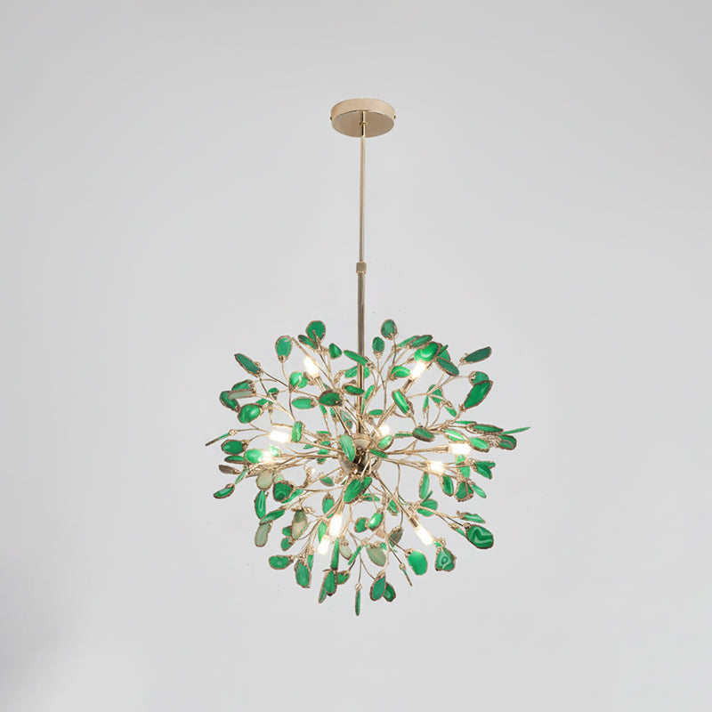 Norivana | Lampadario in Agata Naturale con Struttura Dorata per Ambienti Eleganti