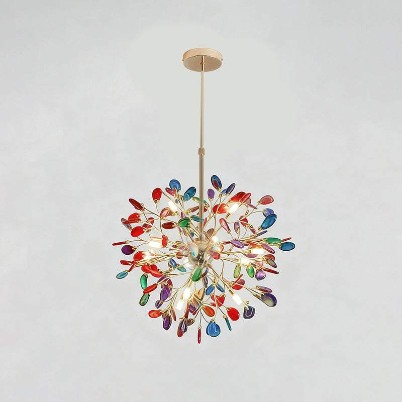 Norivana | Lampadario in Agata Naturale con Struttura Dorata per Ambienti Eleganti