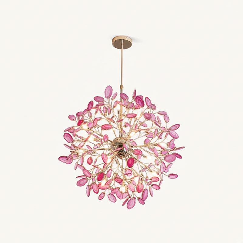 Norivana | Lampadario in Agata Naturale con Struttura Dorata per Ambienti Eleganti
