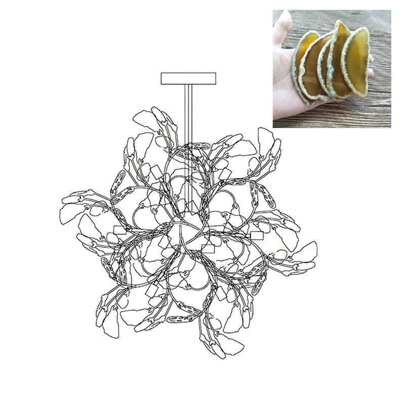 Norivana | Lampadario in Agata Naturale con Struttura Dorata per Ambienti Eleganti