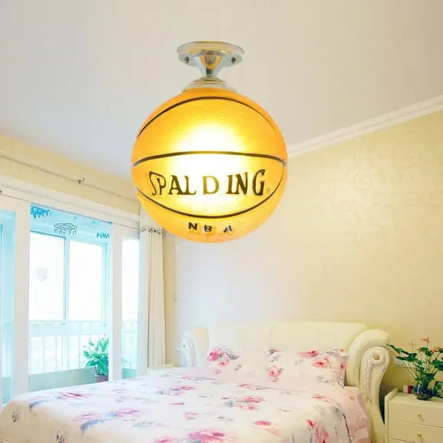 Lampada da soffitto LED a design calcistico - Lampada per cameretta con sfera di vetro