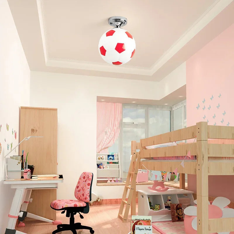 Lampada da soffitto LED a design calcistico - Lampada per cameretta con sfera di vetro