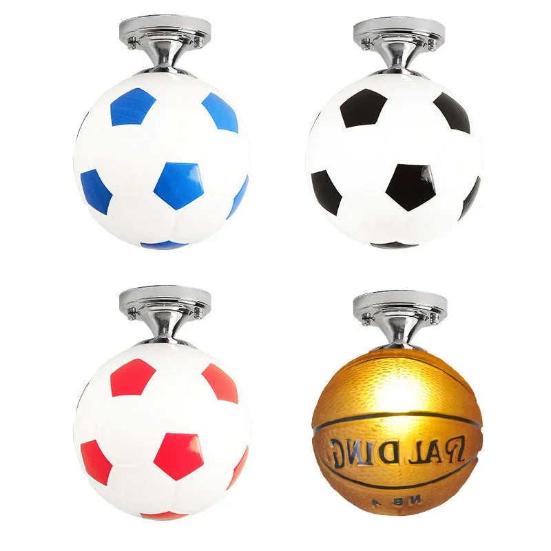 Lampada da soffitto LED a design calcistico - Lampada per cameretta con sfera di vetro