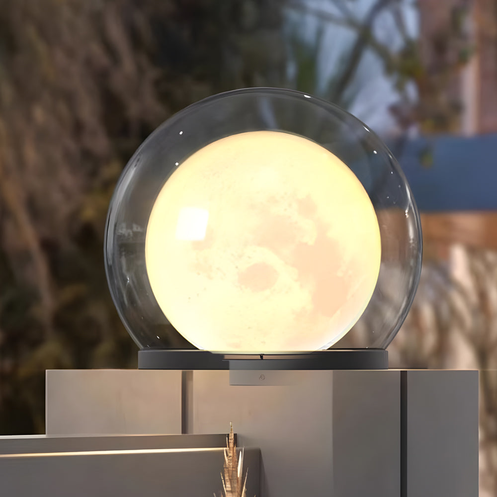 Lampada da Esterno per Recinzione Globo di Vetro Rotondo Struttura Nera