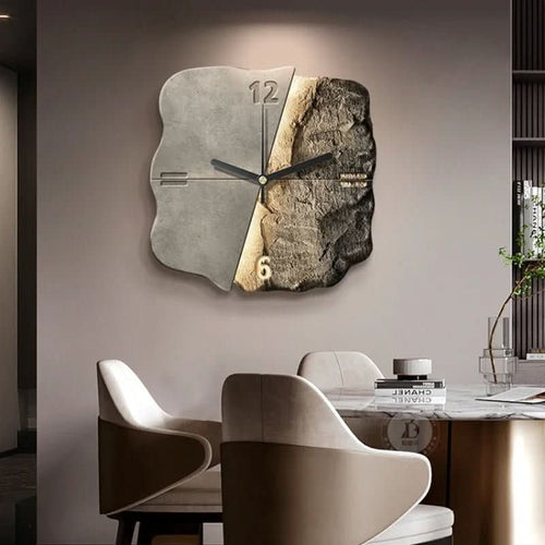STONEAURA – Orologio da parete moderno in arenaria con rilievo 3D e tecnologia al quarzo silenziosa