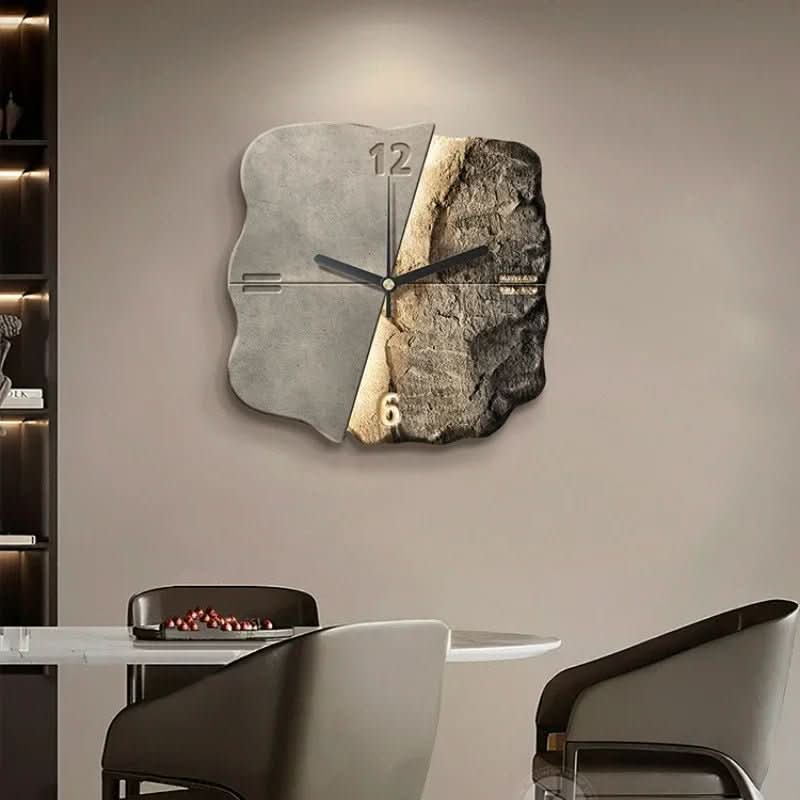 STONEAURA – Orologio da parete moderno in arenaria con rilievo 3D e tecnologia al quarzo silenziosa