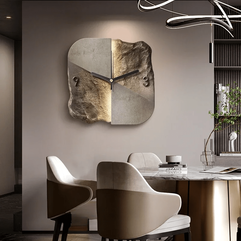STONEAURA – Orologio da parete moderno in arenaria con rilievo 3D e tecnologia al quarzo silenziosa