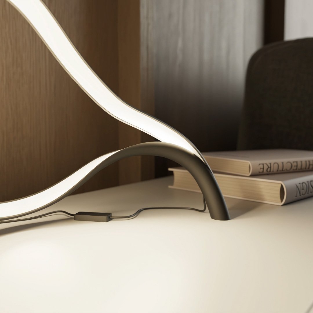 Noir Élégance - Lampada da Tavolo Moderna Nera con Finitura Opaca e Luce Calda