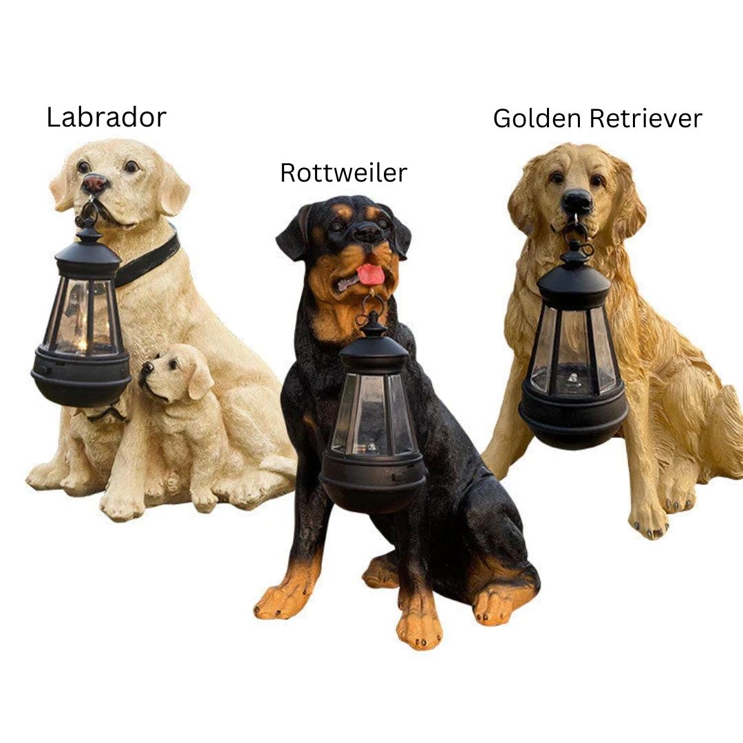 Statua di cane a energia solare con illuminazione LED - LumiPup