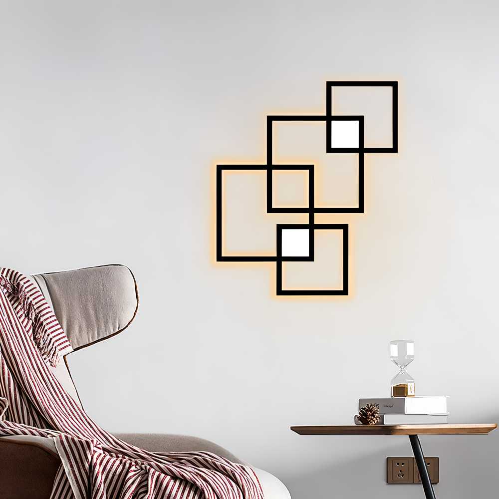 LumoSquare – Lampada da Parete Quadrata in Metallo con Luce LED Dimmerabile e Telecomando