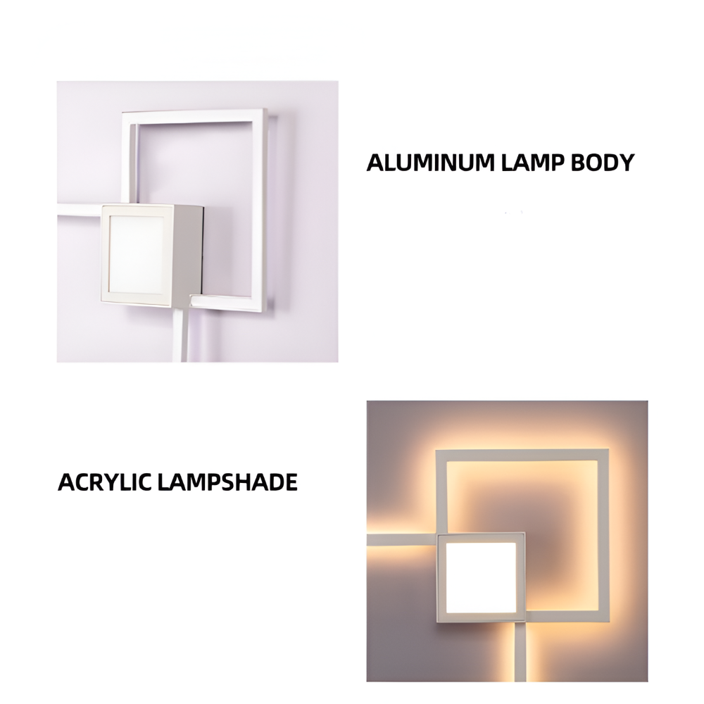 LumoSquare – Lampada da Parete Quadrata in Metallo con Luce LED Dimmerabile e Telecomando