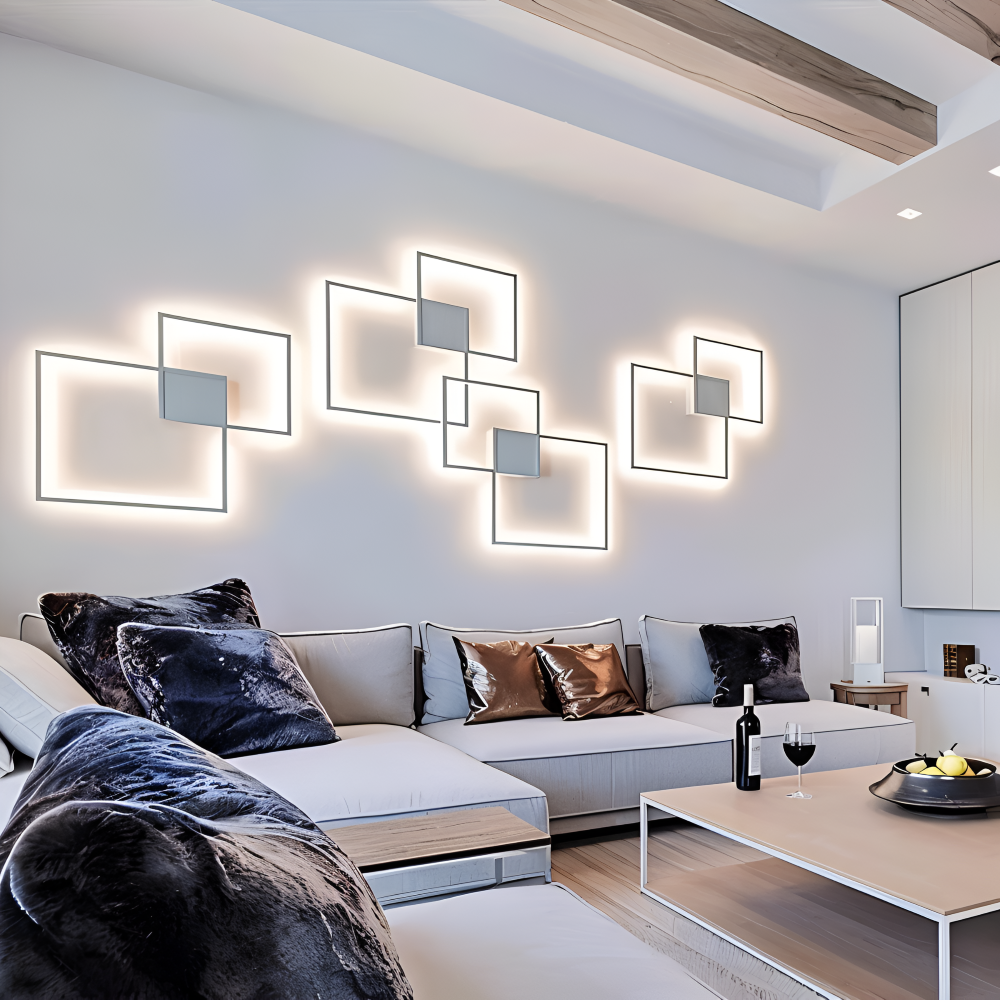 LumoSquare – Lampada da Parete Quadrata in Metallo con Luce LED Dimmerabile e Telecomando