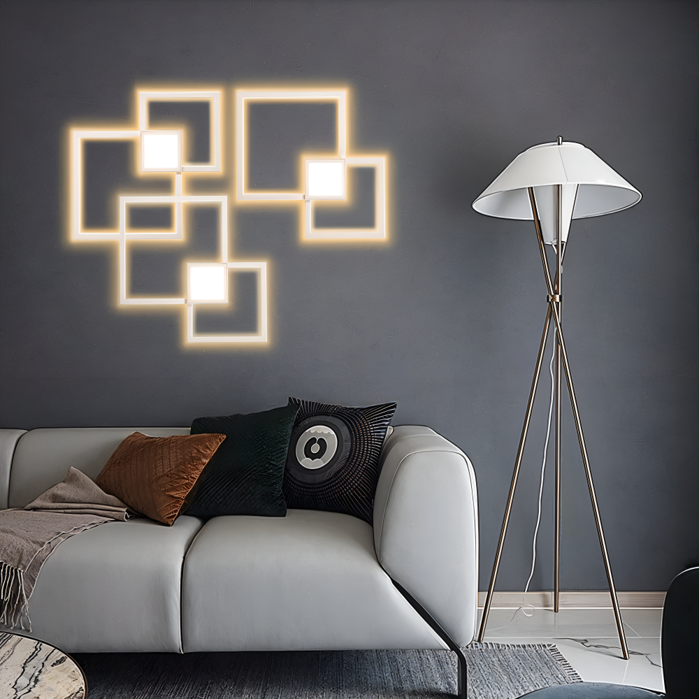 LumoSquare – Lampada da Parete Quadrata in Metallo con Luce LED Dimmerabile e Telecomando