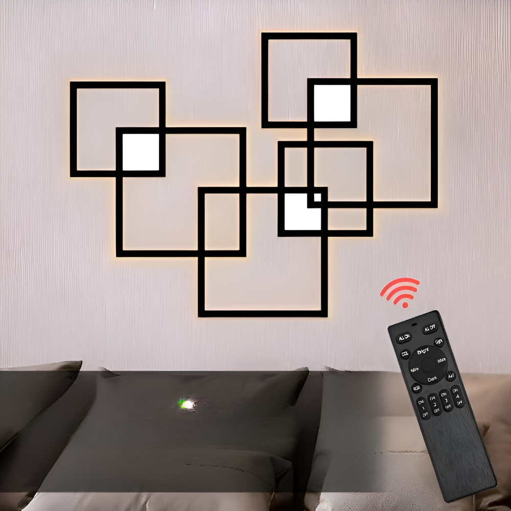 LumoSquare – Lampada da Parete Quadrata in Metallo con Luce LED Dimmerabile e Telecomando