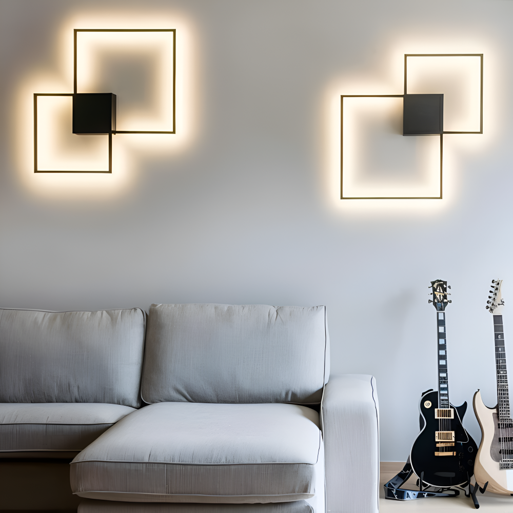 LumoSquare – Lampada da Parete Quadrata in Metallo con Luce LED Dimmerabile e Telecomando