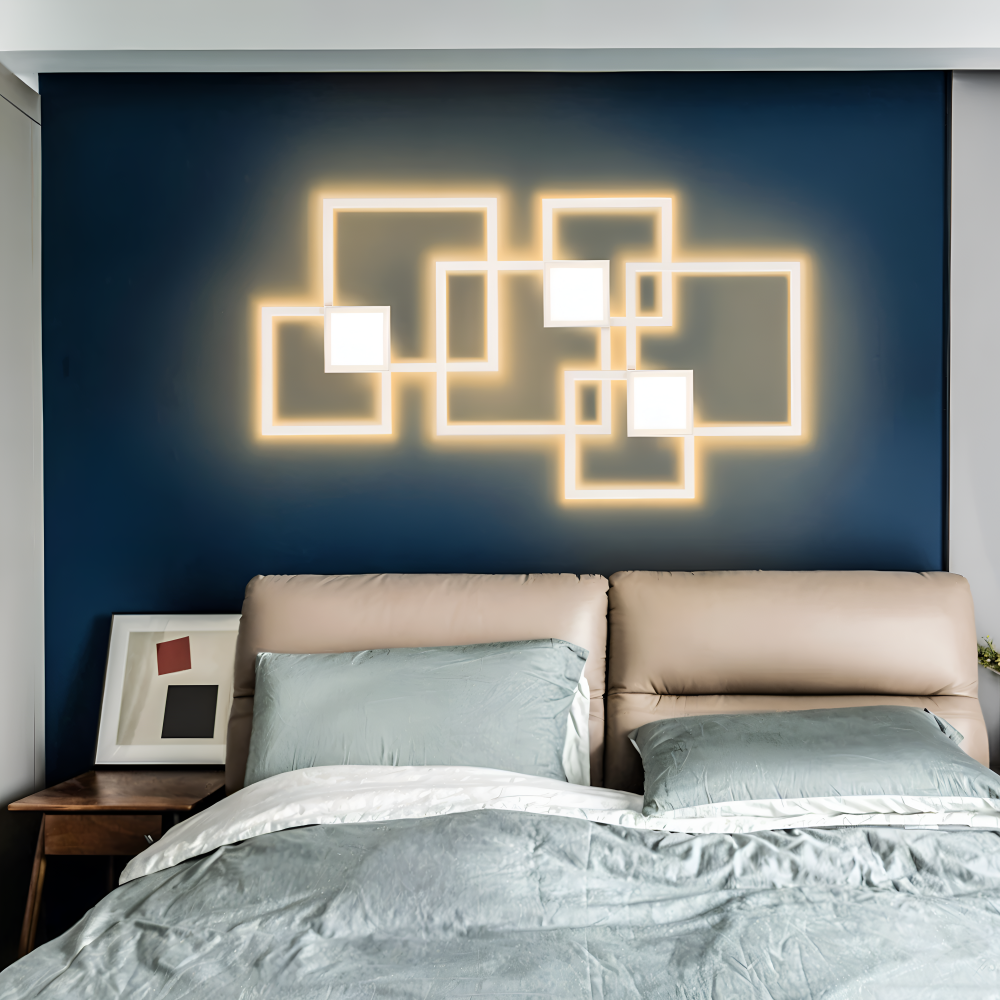 LumoSquare – Lampada da Parete Quadrata in Metallo con Luce LED Dimmerabile e Telecomando