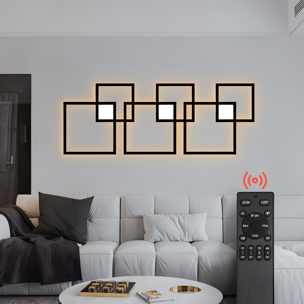 LumoSquare – Lampada da Parete Quadrata in Metallo con Luce LED Dimmerabile e Telecomando