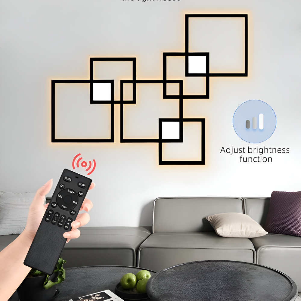 LumoSquare – Lampada da Parete Quadrata in Metallo con Luce LED Dimmerabile e Telecomando