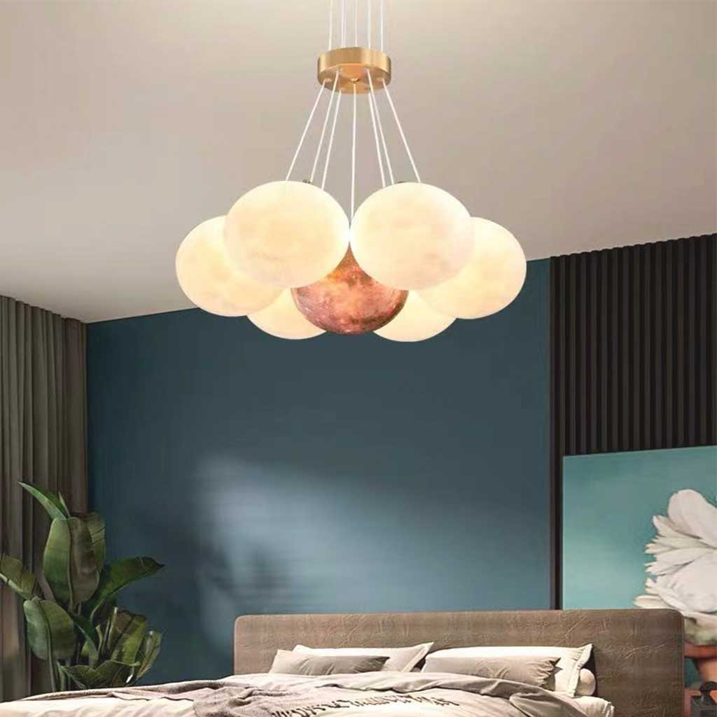 Lampadario a Globo in Vetro con Diverse Sfere Rotonde