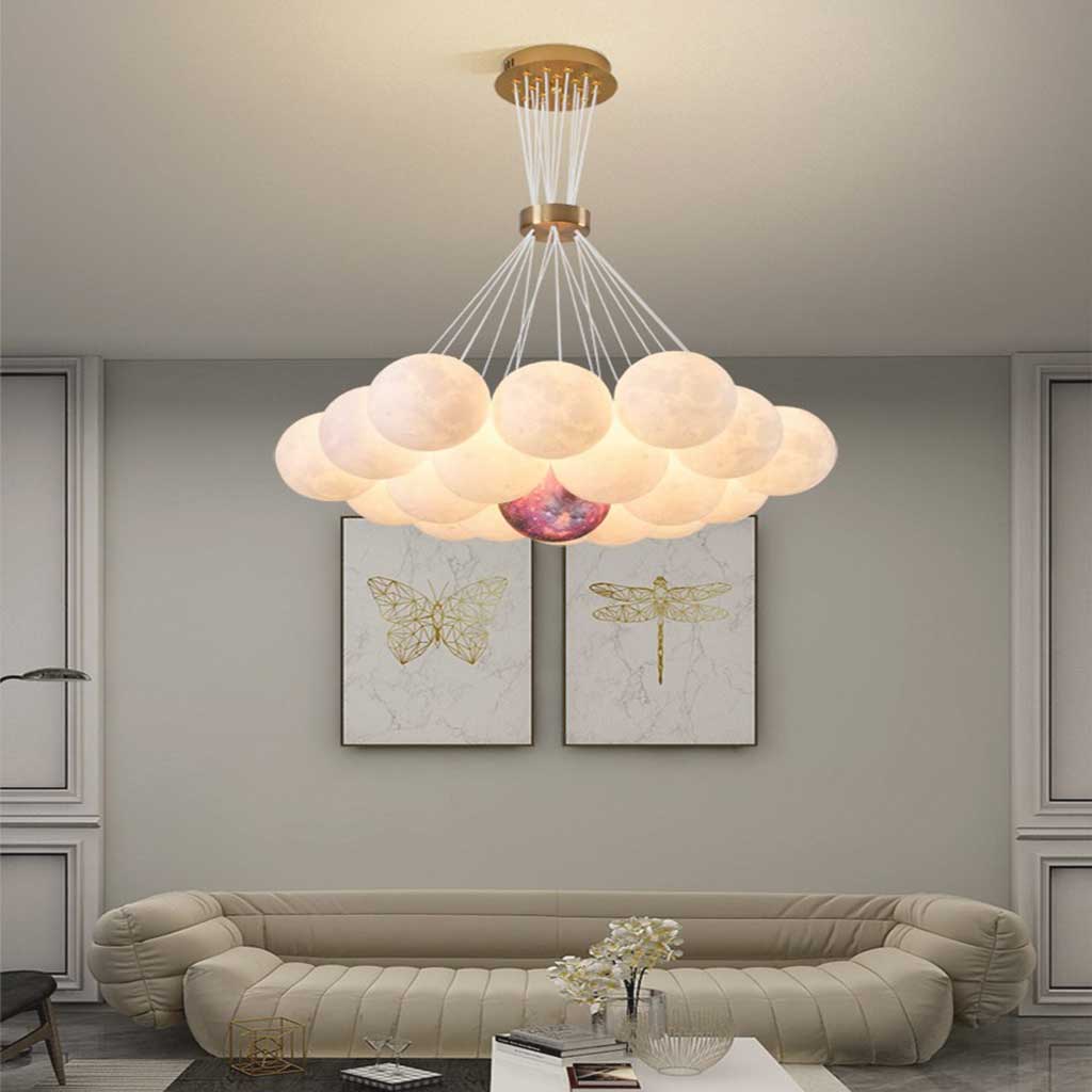 Lampadario a Globo in Vetro con Diverse Sfere Rotonde