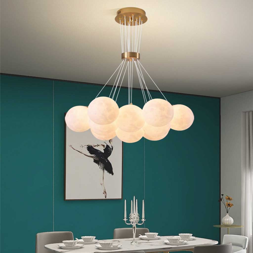 Lampadario a Globo in Vetro con Diverse Sfere Rotonde