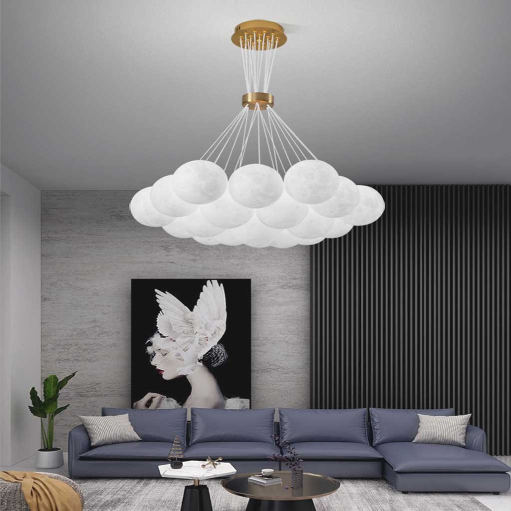 Lampadario a Globo in Vetro con Diverse Sfere Rotonde