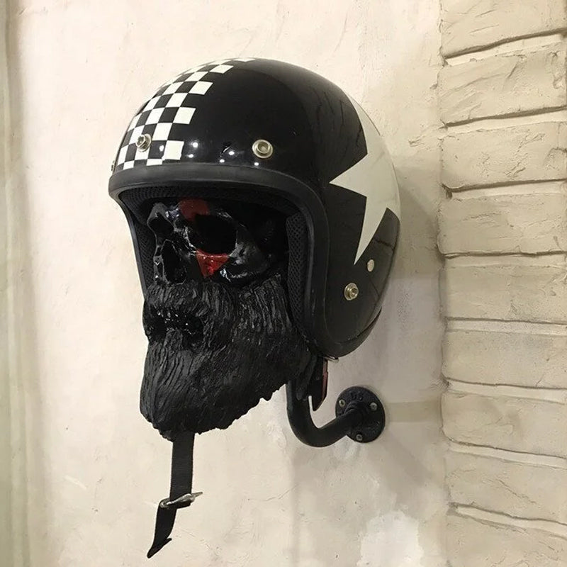 Supporto per casco da moto a forma di teschio