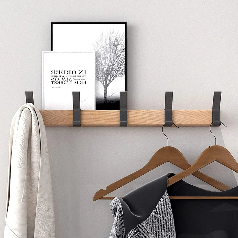 Nordivo Appendiabiti da Parete con Ganci Doppio Mobili | Design Scandinavo | Legno & Alluminio | Salvaspazio & Moderno