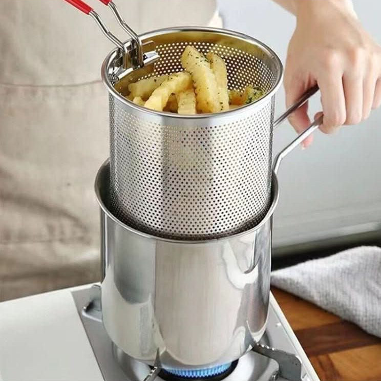 SMARTFRY POT - Friggitrice in acciaio inox con manico anti-scottatura e design a risparmio d'olio per una cottura sicura ed efficiente