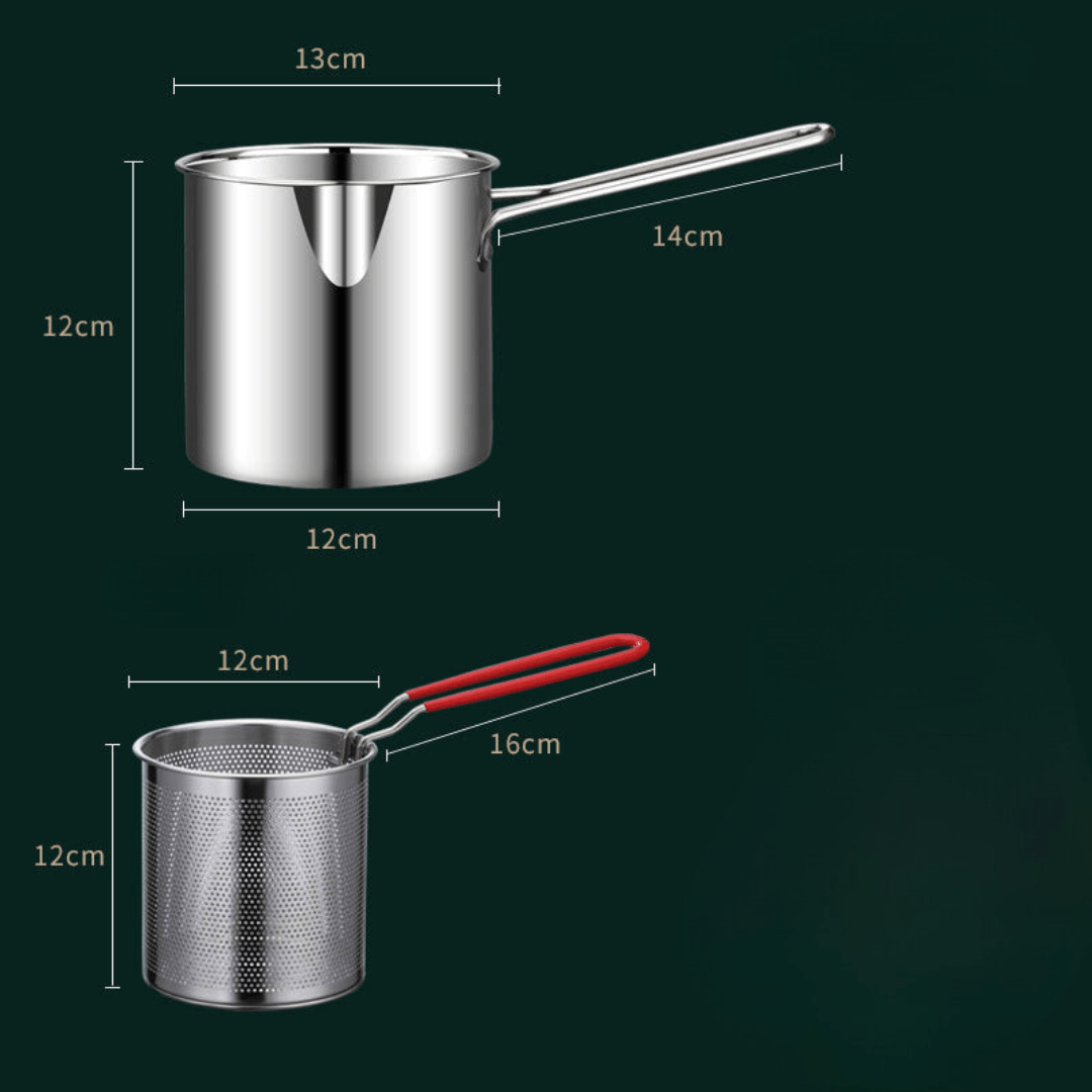 SMARTFRY POT - Friggitrice in acciaio inox con manico anti-scottatura e design a risparmio d'olio per una cottura sicura ed efficiente