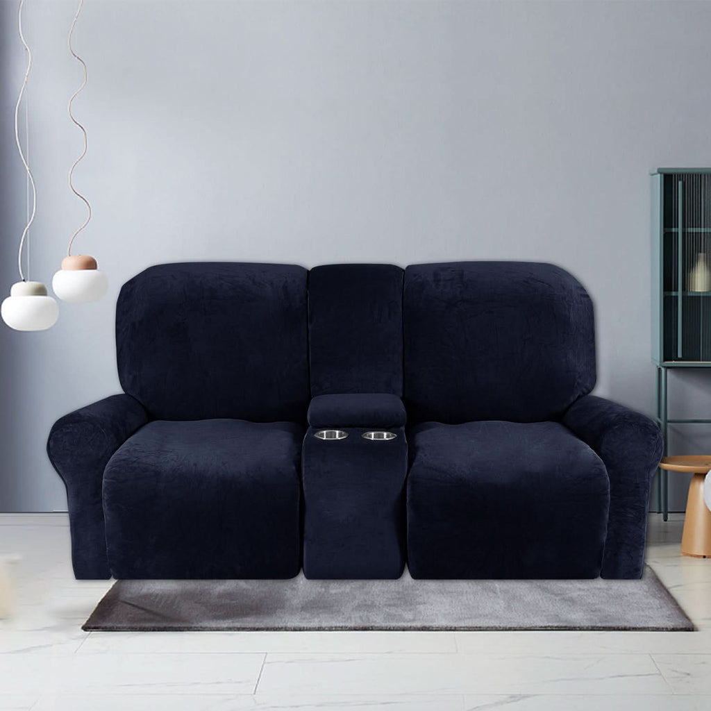 Copertura per Divano Recliner a 2 Posti con Portabicchieri – Velluto Morbido