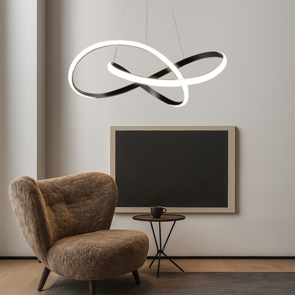 Camara - Lampada a sospensione moderna per sala da pranzo in alluminio nero