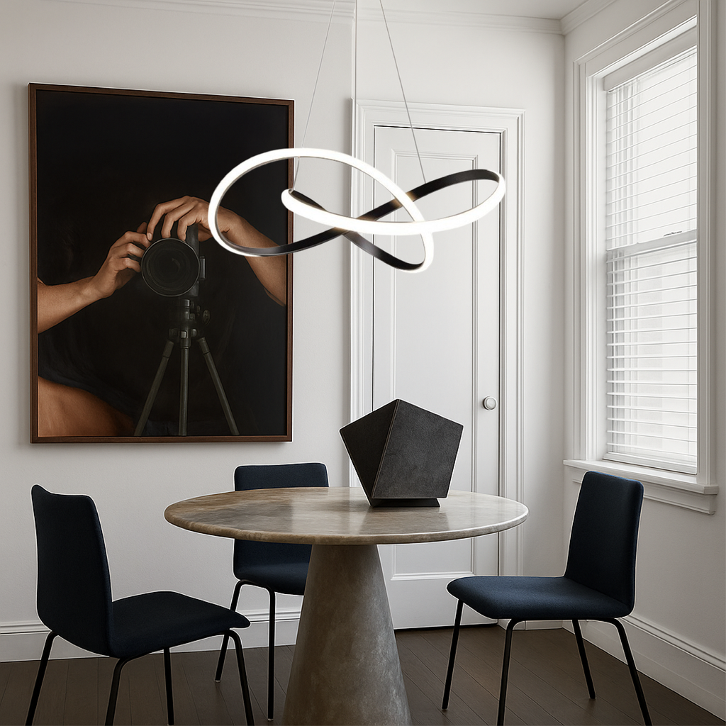 Camara - Lampada a sospensione moderna per sala da pranzo in alluminio nero