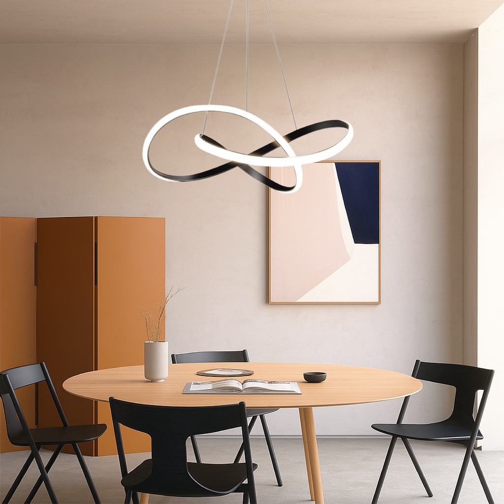 Camara - Lampada a sospensione moderna per sala da pranzo in alluminio nero