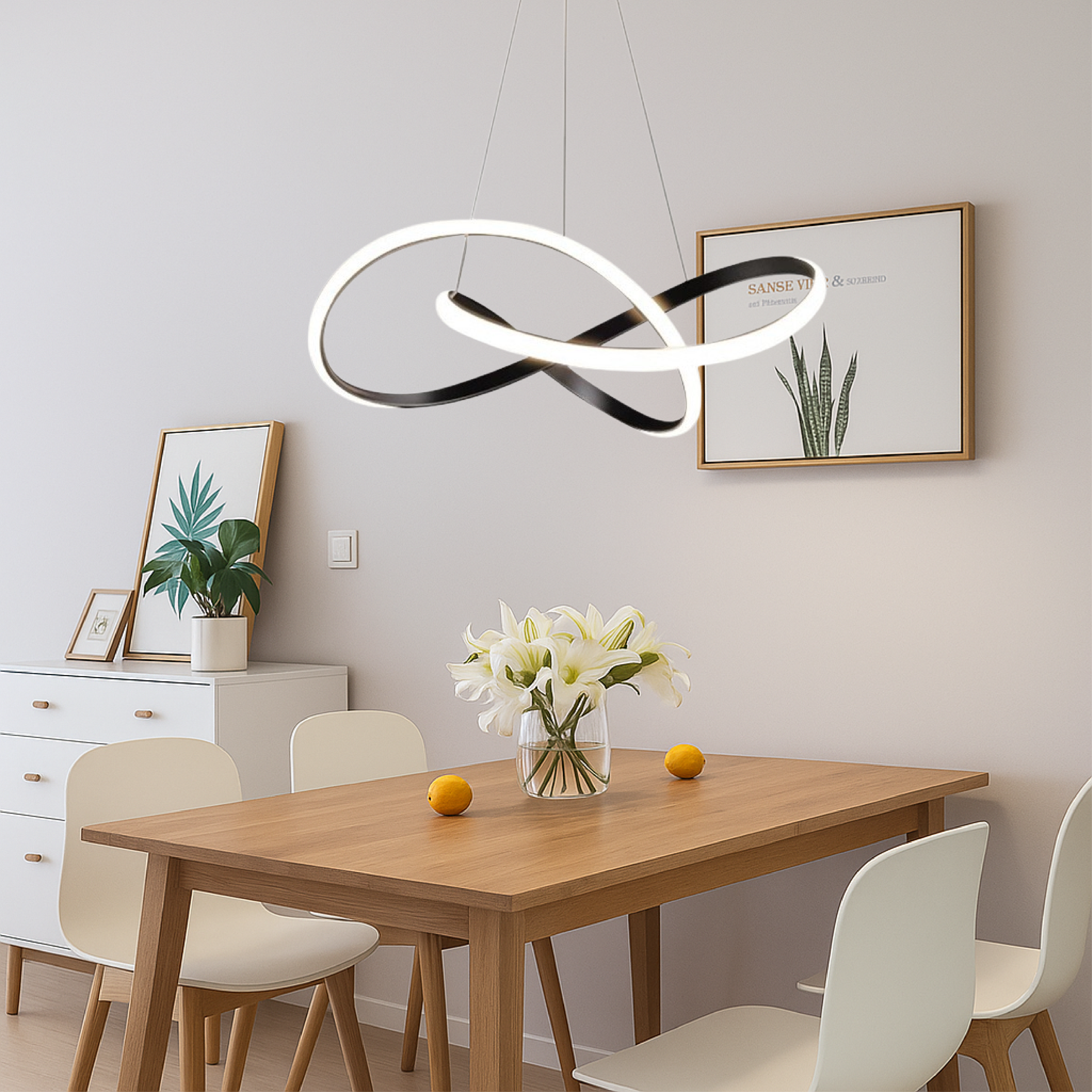 Camara - Lampada a sospensione moderna per sala da pranzo in alluminio nero